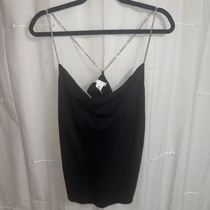 Rhinestone strap satin top